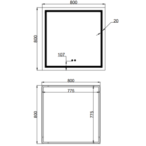 Зеркало Qtap Mideya (MI1) 800x800 с LED-подсветкой Touch, с антизапотеванием, димером, рег. яркости QT2078NCF808048477 №4