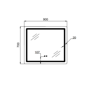 Зеркало Qtap Mideya (MI2) 900х700 с LED-подсветкой Touch, с антизапотеванием, с димером, рег. яркости QT2078NCF9070 №10