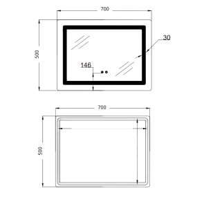 Зеркало Lidz Kubis (KU2) 700х500 с LED-подсветкой Touch, с антизапотеванием, с димером, рег. яркости LD78LF90448486 №6