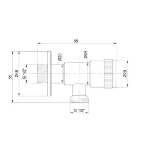 Кран кутовий Thermo Alliance Standart 1/2"ЗЗ нерж., з керам. буксою TAS347W1515SS №9