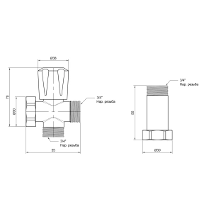 Кран кульовий Thermo Alliance Standart приладовий з подовжувачем 3/4"ННВ SD183W20 №8