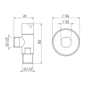 Кран угловой Thermo Alliance Standart (ручка круглая) с керам.буксой 1/2"С х 1/2"С SF342W1515 №9