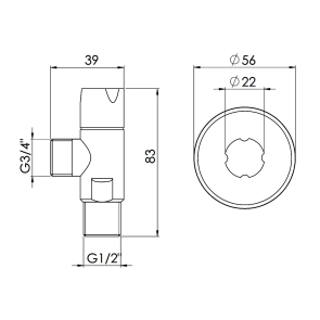 Кран кутовий Thermo Alliance Standart (ручка кругла) з керам.буксою 1/2"З х 3/4"З SF342W1520 №10
