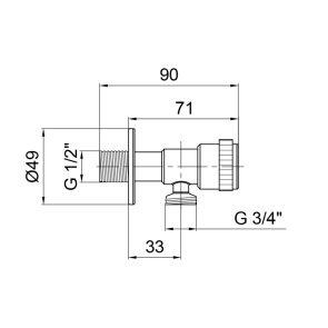 Кран кутовий Thermo Alliance Standart 1/2"Зх3/4"З нерж., з керам. буксою TAS345W1520SS №13