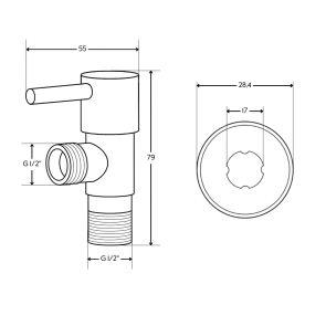 Кран кутовий Thermo Alliance Standart (ручка паличка) з керам.буксою 1/2"З х 1/2"З SF343W1515 №7