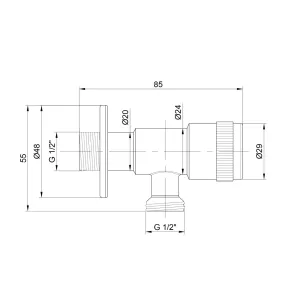 Кран кутовий Thermo Alliance Standart 1/2"ЗЗ нерж., з керам. буксою TAS345W1515SS №10