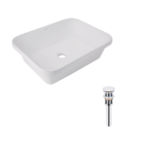 Комплект Qtap Scorpio: Врезная раковина прямоугольная 510х390х145 мм White + Донный клапан PU02