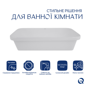 Комплект Qtap Scorpio: Раковина врізна прамокутна 615х390х150 мм White + Донний клапан PU02 №3