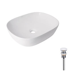 Комплект Qtap Aquarius: Раковина накладная прямоугольная 470x380x120 мм White + Донный клапан PU02 №1