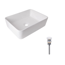 Комплект Qtap Tern: Раковина накладна прамокутна 480х370х135 мм White + Донний клапан PU02