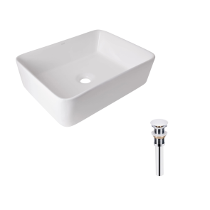 Комплект Qtap Tern: Раковина накладная прямоугольная 480х370х135 мм White + Донный клапан PU02 №1