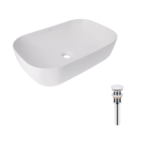 Комплект Qtap Robin: Раковина накладная прямоугольная 600x390x150 мм White + Донный клапан PU02 №1