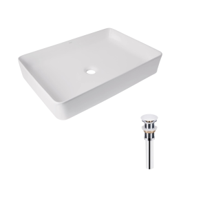 Комплект Qtap Tern: Раковина накладная прямоугольная 600x400x110 мм WHITE + Донный клапан PU02 №1