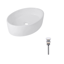 Комплект Qtap Kolibri: Накладная раковина Овальная 500x360x140 мм White + Донный клапан PU02