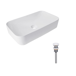 Комплект Qtap Tern: Раковина накладна прамокутна 610x350x135 мм WHITE + Донний клапан PU02 №1
