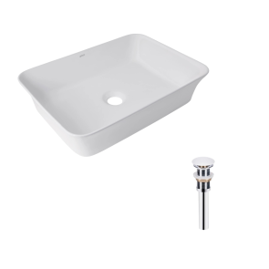 Комплект Qtap Virgo: Раковина накладна прамокутна 490х350х110 мм White + Донний клапан PU02 №1