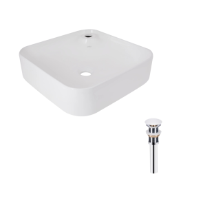 Комплект Qtap Stork: Раковина накладна Квадратнаяна 430x430x125 мм White + Донний клапан PU02 №1