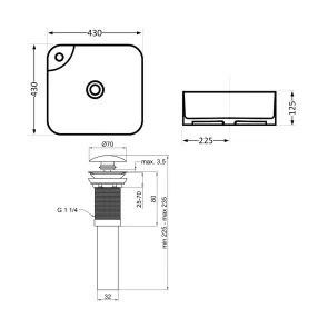 Комплект Qtap Stork: Раковина накладна Квадратнаяна 430x430x125 мм White + Донний клапан PU02 №2