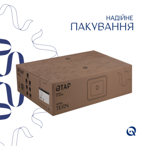 Комплект Qtap Tern: Раковина накладная прямоугольная 480х370х135 мм White + Донный клапан PU02 №5