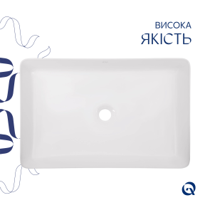 Комплект Qtap Tern: Раковина накладная прямоугольная 600x400x110 мм WHITE + Донный клапан PU02 №4