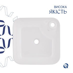 Комплект Qtap Stork: Раковина накладна Квадратнаяна 430x430x125 мм White + Донний клапан PU02 №4