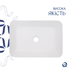 Комплект Qtap Virgo: Раковина накладна прамокутна 490х350х110 мм White + Донний клапан PU02 №4