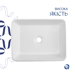 Раковина накладная Qtap Tern 480x370x135 мм, Marble, прямоугольная, с донным клапаном QT17116069MR №4