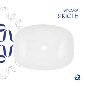 Комплект Qtap Cardinal: Раковина накладная 500×380×140 мм, White, Овальная + Донный клапан Pop-up PU02 №4