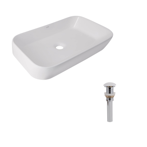 Комплект Qtap Scorpio: Раковина накладная 550x390x120 мм, White, прямоугольная + Донный клапан Pop-up PU02 №1