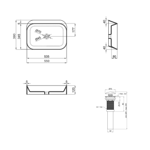 Комплект Qtap Scorpio: Раковина накладная 550x390x120 мм, White, прямоугольная + Донный клапан Pop-up PU02 №2