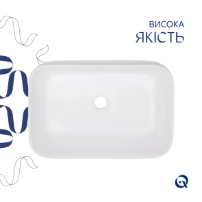 Комплект Qtap Scorpio: Раковина накладная 550x390x120 мм, White, прямоугольная + Донный клапан Pop-up PU02 №4