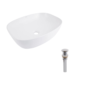 Комплект Qtap Cardinal: Раковина накладная 600x380x140 мм, White, Овальная + Донный клапан Pop-up PU02 №2