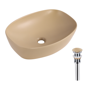 Раковина накладна Qtap Robin 500х380х140 мм, Beige, прямокутна, з донним клапаном QT04116302SB №1