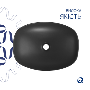 Раковина накладна Qtap Robin 500х380х140 мм, Anthracite, прямокутна, з донним клапаном QT04116302AN №7