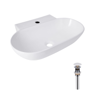 Комплект Qtap Cardinal: Раковина подвесная/накладная овальная 565х400х130 мм White + Донный клапан PU02