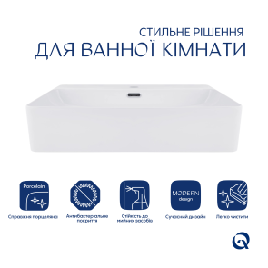 Комплект Qtap Nando LT: Раковина підвісна прамокутна 610х420х140 мм White + Донний клапан PU02O №10