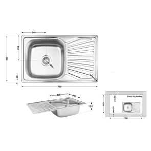 Кухонная мойка Brinex 7848 0,8 мм Satin (BRIN7848SAT08) №2