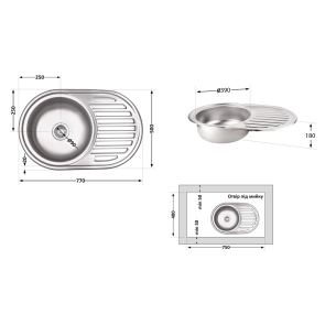 Кухонная мойка Brinex 7750 0,8 мм Satin (BRIN7750SAT08) №5
