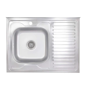 Кухонна мийка Brinex 6080-L 0,6 мм Satin (BRIN6080LSAT06) №1