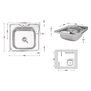 Кухонная мойка Brinex 5050 0,6 мм Satin (BRIN5050SAT06) №3