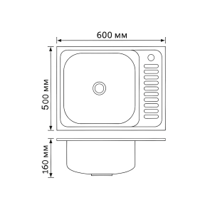Кухонна мийка Brinex 6050-L 0,6 мм Satin (BRIN6050LSAT06) №6
