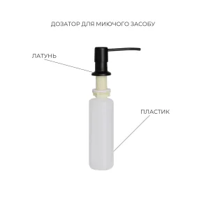 Комплект Lidz Handmade H6350BR Мойка для кухни интегрированное крыло справа BlackPVD в комплекте с дозатором + Lidz K01B Корзина для кухонной мойки №5