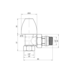 Кран радіаторний Thermo Alliance Base 1/2" ВЗ з антипротіканням кутовий SD228W15 №2
