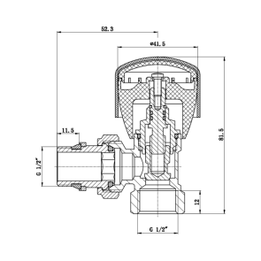 Кран радіаторний Thermo Alliance Standart Powerful 1/2" з антипротіканням кутовий SF232W15 №8