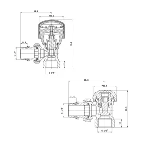 Комплект радиаторных кранов Thermo Alliance Standart 1/2" ВН угловой TAS232W15 №2