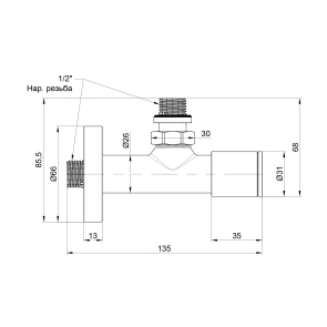 Комплект кранов Thermo Alliance Standart 1/2" С для полотенцесушителя угловой белый SF395W15W №2