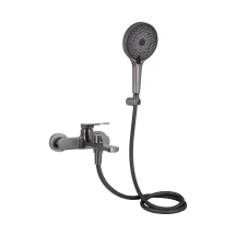 Смеситель для ванны Qtap Slavonice (с душевым гарнитуром) QTSLV259GMB48035 Gunmetal Black PVD