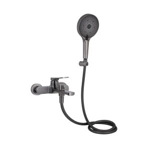 Змішувач для ванни Qtap Slavonice (з душовим гарнітуром) QTSLV259GMB48035 Gunmetal Black PVD №1