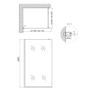 Душова перегородка Qtap Walk-In Standard CRM2011.C8 110х200 см, скло Clear 8 мм, покриття CalcLess №2