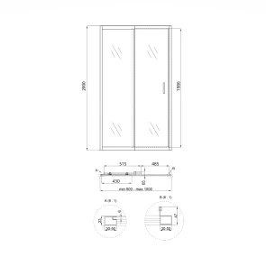 Душевые двери в нишу Qtap Taurus CRM209-1.C6 90-100x200 см, стекло Clear 6 мм, покрытие CalcLess №2